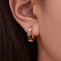 Three Row Crystal Hoop Earrings in Seven Colors and Three Sizes view 4