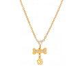 Zircon Bone Paw Print Necklace Bracelet Gold Steel Chain view 5