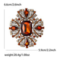 Rectangular Crystal Cluster Brooch in Detailed Metal and Crystal Design view 7