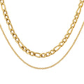 Double Layer Figaro Fine Chain Necklace Gold Or Steel view 5