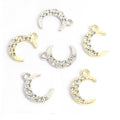 Crystal-Accented Gold Silver Moon Alloy Charms in 2 Styles view 3