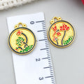 Ancient Gold Zinc Alloy Gourd Lotus Banana Leaf Fan Hollow Connector Charm for DIY Earrings