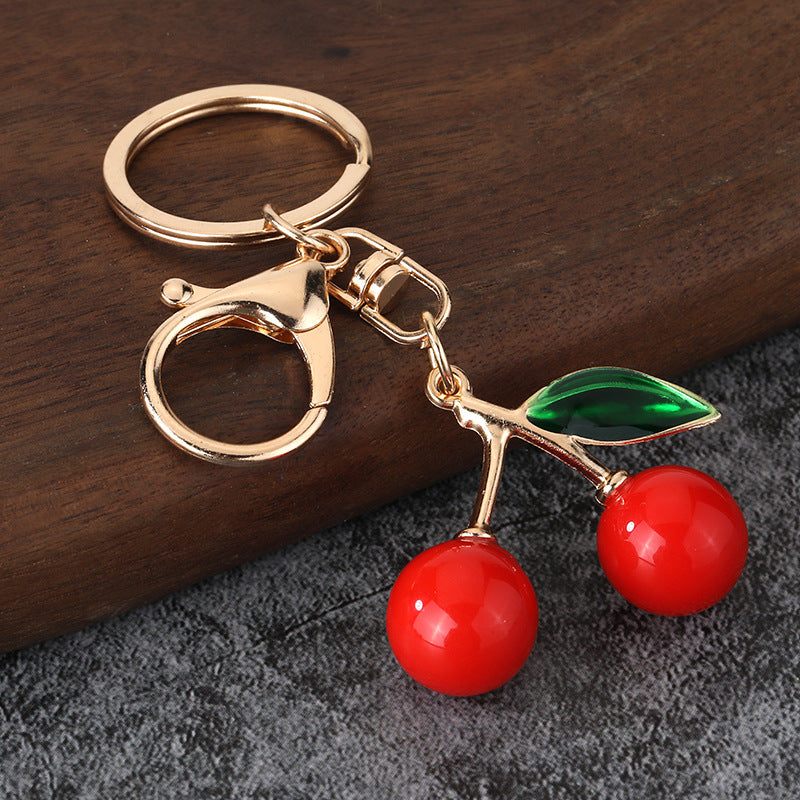 Simple Cherry Metal Keychain Fashion Bag Charm for Daily Accessories