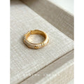Gold Tone Open Adjustable Cream Enamel Flower Band Ring view 1