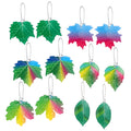 Silver Tone Colorful Printed Acrylic Leaf Kidney Wire Drop Earrings view 1