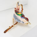 Painted Bird on Branch Enamel Brooch in Purple or Red view 3