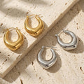 U-Shape Chunky Hoop Earrings Polished Gold Steel Pair view 1