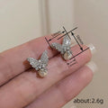 Silver Tone Marquise Crystal Butterfly Stud Earrings view 4