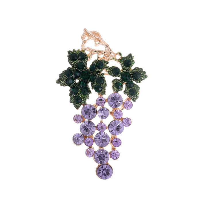 Green Purple Grape Crystal Four Designs Metal Brooch Pin