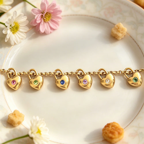 Alternate view showing the shape and hardware of the pictured birthstone clasp necklaces