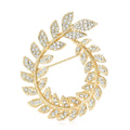 Rhinestone Laurel Leaf Wreath Brooch Gold or Silver Tone view 1