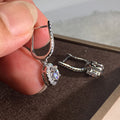 Round Clear Stone Hoop Drop Earrings in Two Tones Polished Metal Jewelry view 3