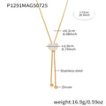 Pave Heart Slider Necklace Long Box Chain Stainless Steel view 6