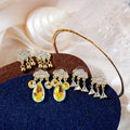 Gold Rhinestone Cloud Stud Earrings Crystal Metal Drops view 1