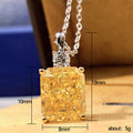 Yellow Rectangular Pendant Necklace With Round Clear Accent view 5
