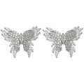 Silver Crystal Butterfly Stud Earrings Pave Clear Stones view 5