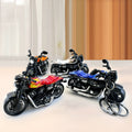 Mini Motorcycle Model Keychain With Flame Graphic Design view 1