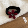 Velvet Flower Rhinestone Scrunchie Hair Ties 4 Colors view 6
