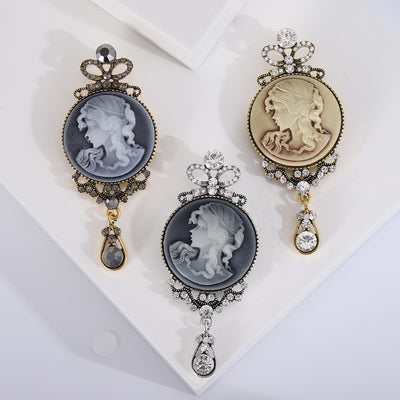 cameo portrait crown drop brooch group view