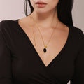 Long Adjustable 100cm Black Agate Tiger Eye Pendant Sweater Chain view 2