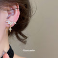 Crystal Star Dangle Clip Earrings in Two Tones with Crystal Accents view 3