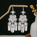 Eighty-Two Silver Tone Ethnic Fringe and Tassel Earrings view 3