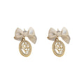 Black Bow Oval Crystal Drop Statement Earrings Pair view 5