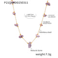 Gold Chain Irregular Natural Stone Station Necklace Multicolor view 9