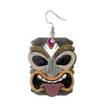 Silver Tone Printed Acrylic Large Face Mask Hook Earrings in Four Colors view 4