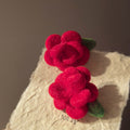 Soft Fabric Rose Stud Earrings in Five Bright Colors view 3
