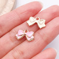Zinc Alloy Enamel Pink Bow Ribbon Butterfly Charm Pendant for Necklace Bracelet Making