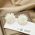 White Pearl Bead Starburst Firework Cluster Stud Earrings view 2