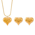 Textured Heart Pendant Necklaces and Matching Studs view 5