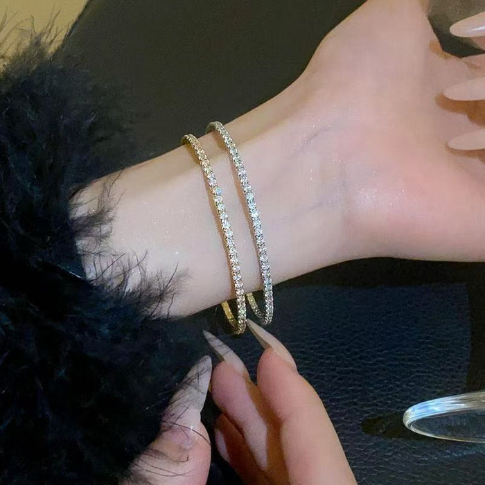 Single Row Stretch Crystal Bracelets Silver 8 Colors