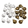 Textured Seashell Metal Charms in Antique Bronze and Silver Tones view 5