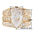 Pear Center Stone Three Piece Ring Set In Gold Tone view 4