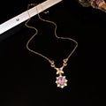 Crystal Flower Drop Earrings Necklaces Purple Oval Bracelet view 7
