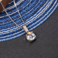 Round Clear Solitaire Pendant Necklace Box Chain Silver Gold Tones view 4