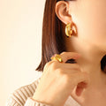 Oversized Thick U Shape Geometric Gold Hoop Earrings view 4