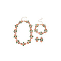 Pink Oval Green Leaf Rhinestone Necklace Bracelet Or Earrings view 5