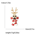 Gold Tone Reindeer Brooch Wrapped in Red and White Scarf view 5