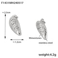 Shell-Shaped Ribbed Stud Earrings Rhinestones Gold Steel view 7