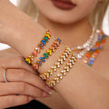 Clover Cluster Zircon Necklace Bracelet Gold Steel Multicolor view 3