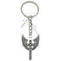 Silver Tone Winged Cross and Small Cross Keychain with Metal Hardware view 5