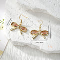 Gold Bow Dried Flower Resin Drop Earrings Twelve Styles view 4