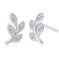 Three-Leaf Clear CZ Stud Earrings Gold Silver Tones view 1