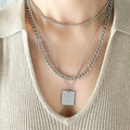 Gold Steel Abstract Body Square Pendant Chain Necklaces view 8