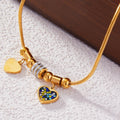 Gold Stainless Steel Heart Charm Bracelet Adjustable Snake view 4
