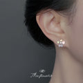 Silver Tone Multicolor Crystal Flower Stud Earrings Mixed view 2