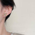 Gold Four-Leaf Clover Pastel Multicolor Crystal Studs view 2